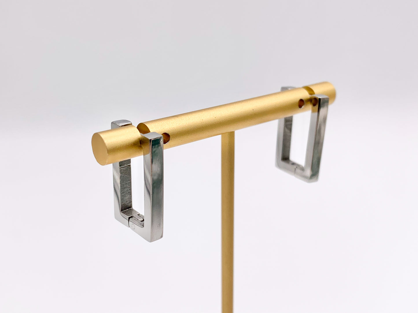 Stainless Steel Rectangle Earrings Huggies in 18K Gold/Silver plated Stainless Steel 3 PAIRS