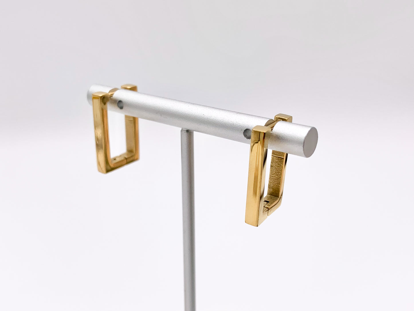 Stainless Steel Rectangle Earrings Huggies in 18K Gold/Silver plated Stainless Steel 3 PAIRS