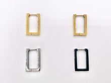 Cargar imagen en el visor de la galería, Stainless Steel Rectangle Earrings Huggies in 18K Gold/Silver plated Stainless Steel 3 PAIRS
