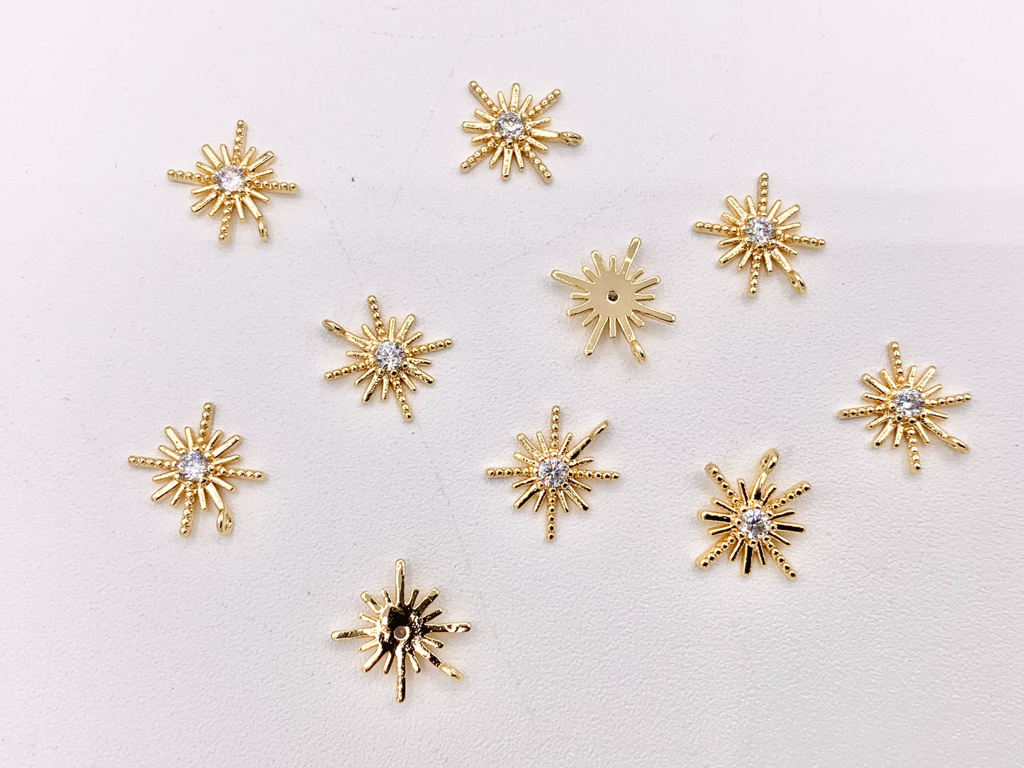 Micro CZ Starburst Pave Pendant in Real Gold 18K Plated Brass 10 PCS