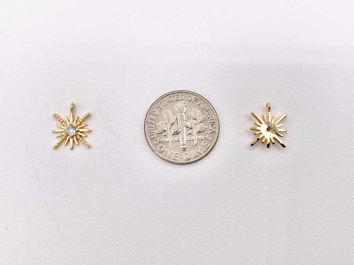 Micro CZ Starburst Pave Pendant in Real Gold 18K Plated Brass 10 PCS