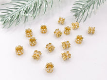 Load image into Gallery viewer, Exquisite Filigree Floral Pearls Spacer Beads | Real Gold 18K Plated Tiny 6mm Spacer Beads Over Brass for Jewelry Making 15PCS
