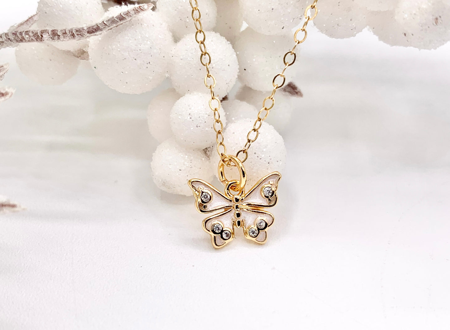 Enamel & CZ Pave Butterfly Pendant Charm in Real Gold 18K Plated Over Copper 10 PCS