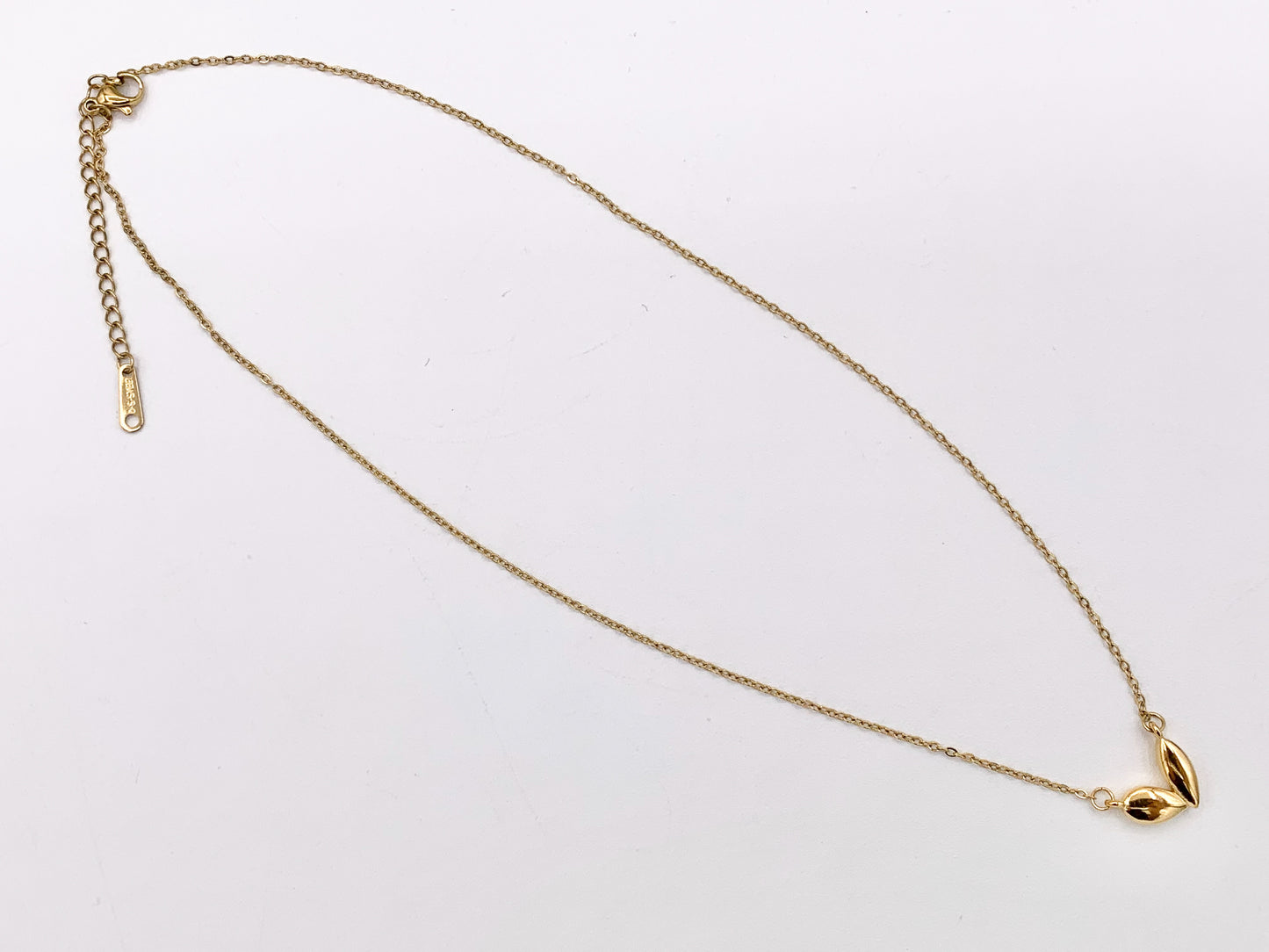 Delicate Heart Necklace Gold Plated Stainless Steel Dainty Flexible Minimalist Finished Necklace 16" with Extension Link 1PC