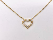 Load image into Gallery viewer, Delicate CZ Pave Heart Necklace Gold Plated Stainless Steel Dainty Flexible Minimalist Finished Necklace 16&quot; with Extension Link 1PC
