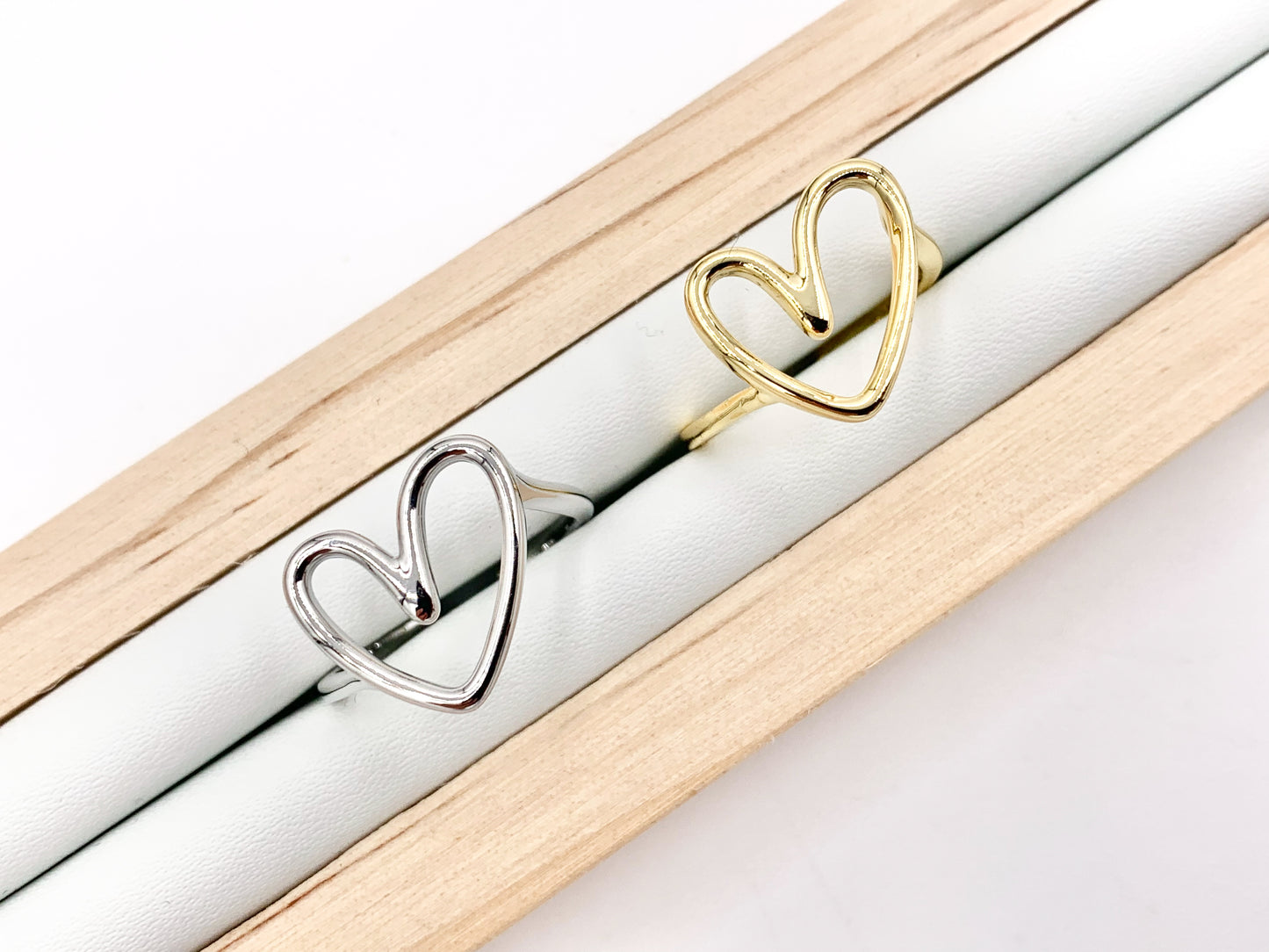 Cute Statement Simple Abstract Heart Rings in 18K Gold or Silver plated Copper 6PCS