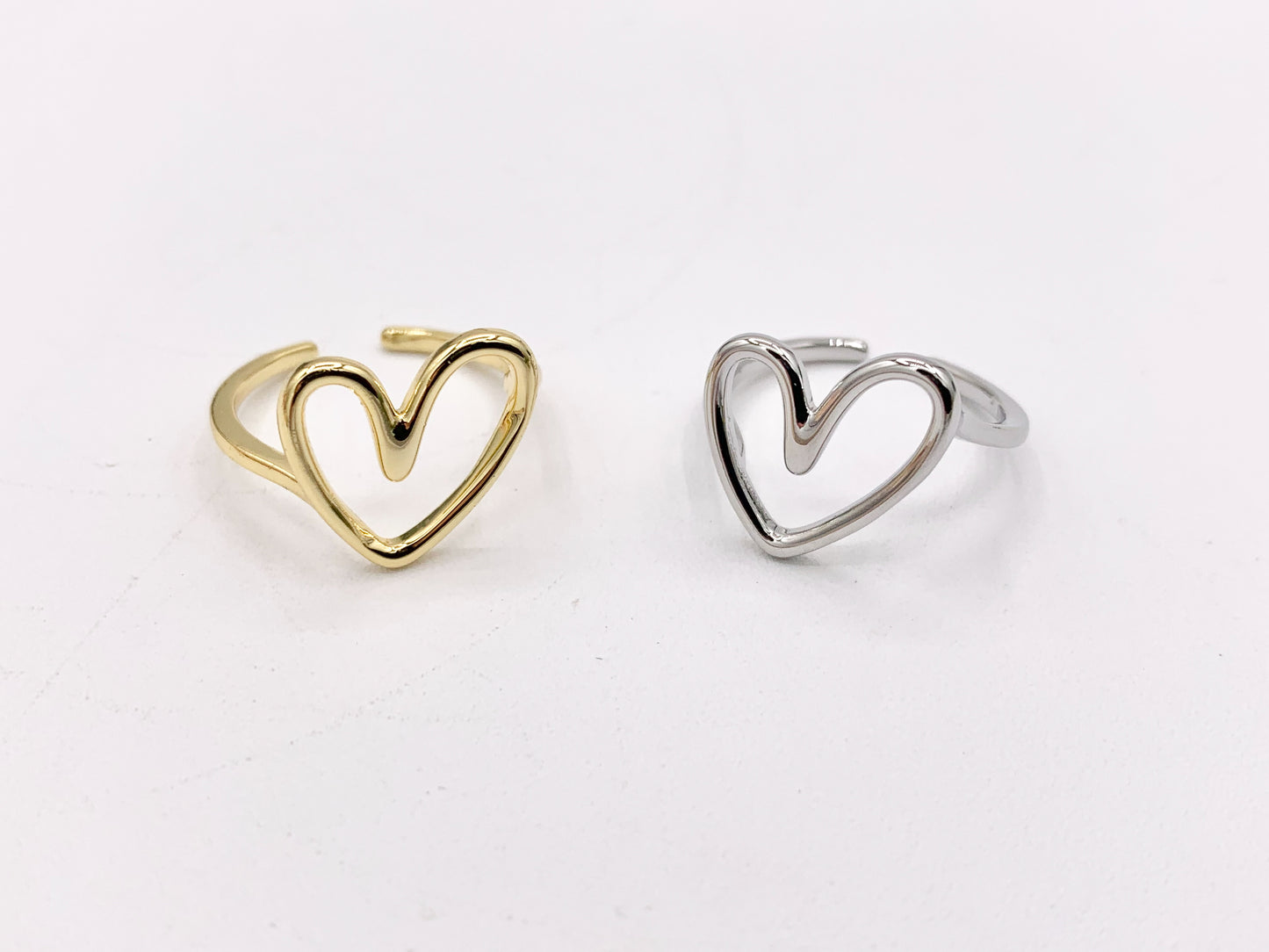 Cute Statement Simple Abstract Heart Rings in 18K Gold or Silver plated Copper 6PCS