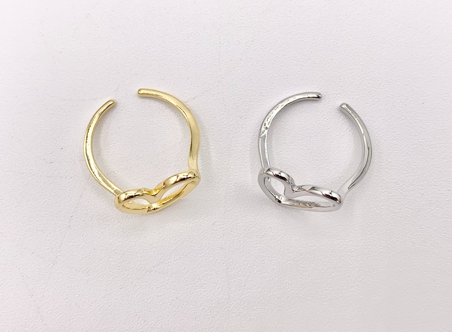 Cute Statement Simple Abstract Heart Rings in 18K Gold or Silver plated Copper 6PCS