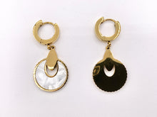 Load image into Gallery viewer, Stainless Steel Shell Circle Earring Huggies in 18K Gold plated Stainless Steel 3 PAIRS
