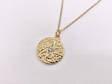 Load image into Gallery viewer, Charming Starburst Coin Circle Charms with CZ Pave in 18K Gold plated Stainless Steel 8 PCS
