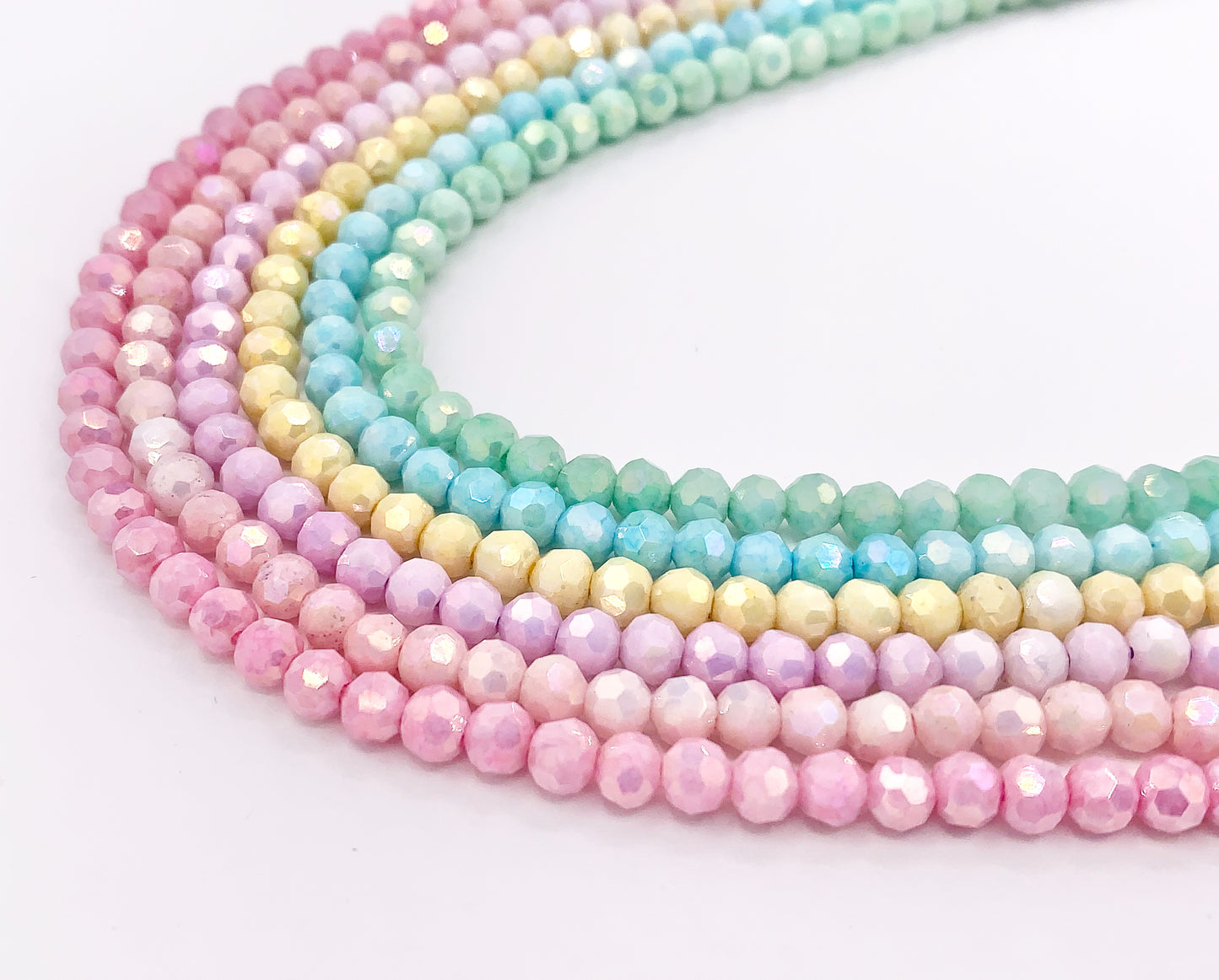 4mm High Quality Opaque Crystal Round Faceted 32 Cut Extra Shiny Crystal Beads 1 Strand 15" Available in 6 Colors