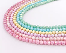 Cargar imagen en el visor de la galería, 4mm High Quality Opaque Crystal Round Faceted 32 Cut Extra Shiny Crystal Beads 1 Strand 15&quot; Available in 6 Colors
