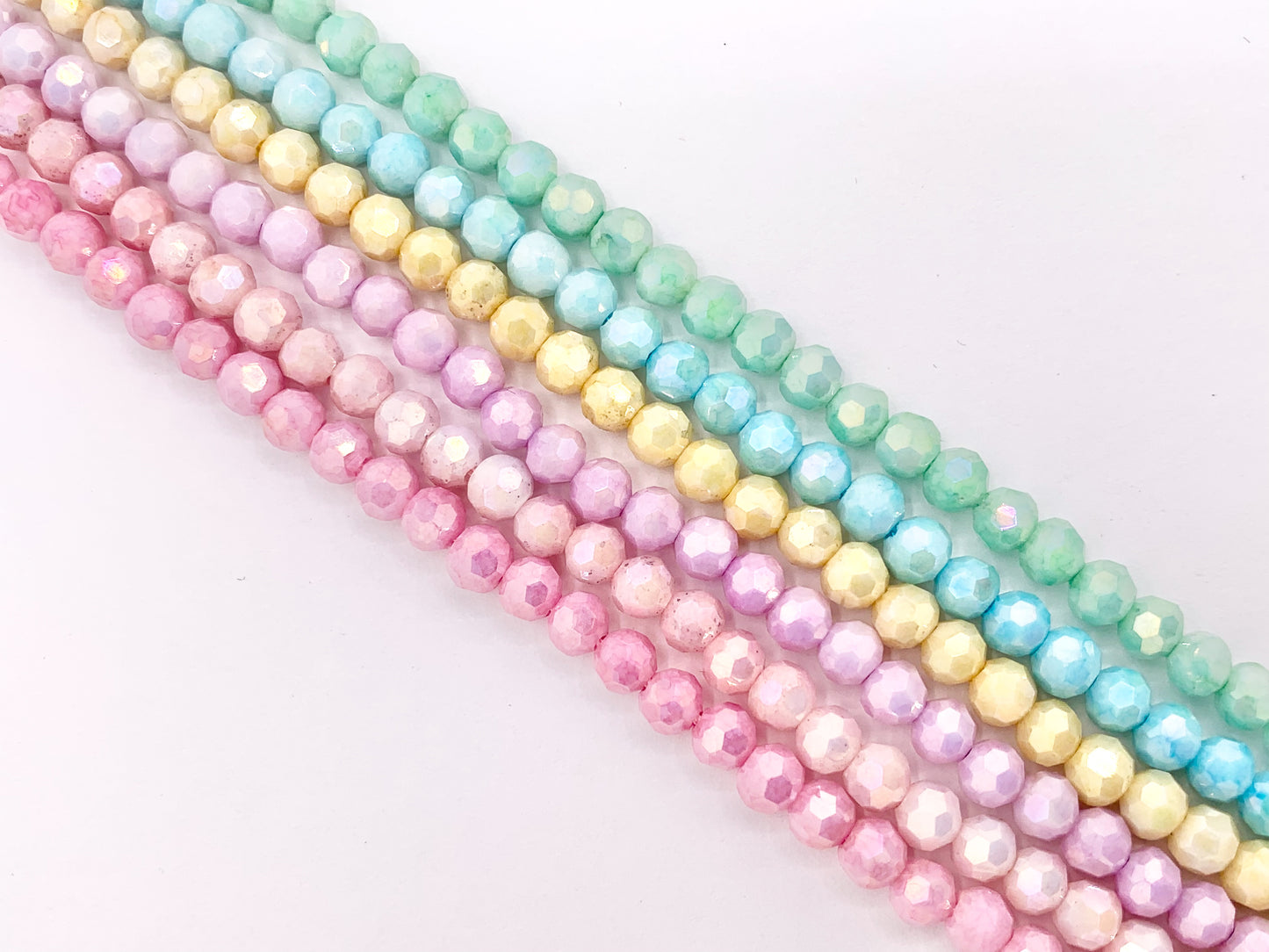 4mm High Quality Opaque Crystal Round Faceted 32 Cut Extra Shiny Crystal Beads 1 Strand 15" Available in 6 Colors