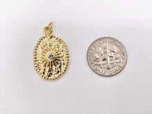 Load image into Gallery viewer, Charming Starburst Oval Charms with CZ Pave in 18K Gold plated Stainless Steel 8 PCS
