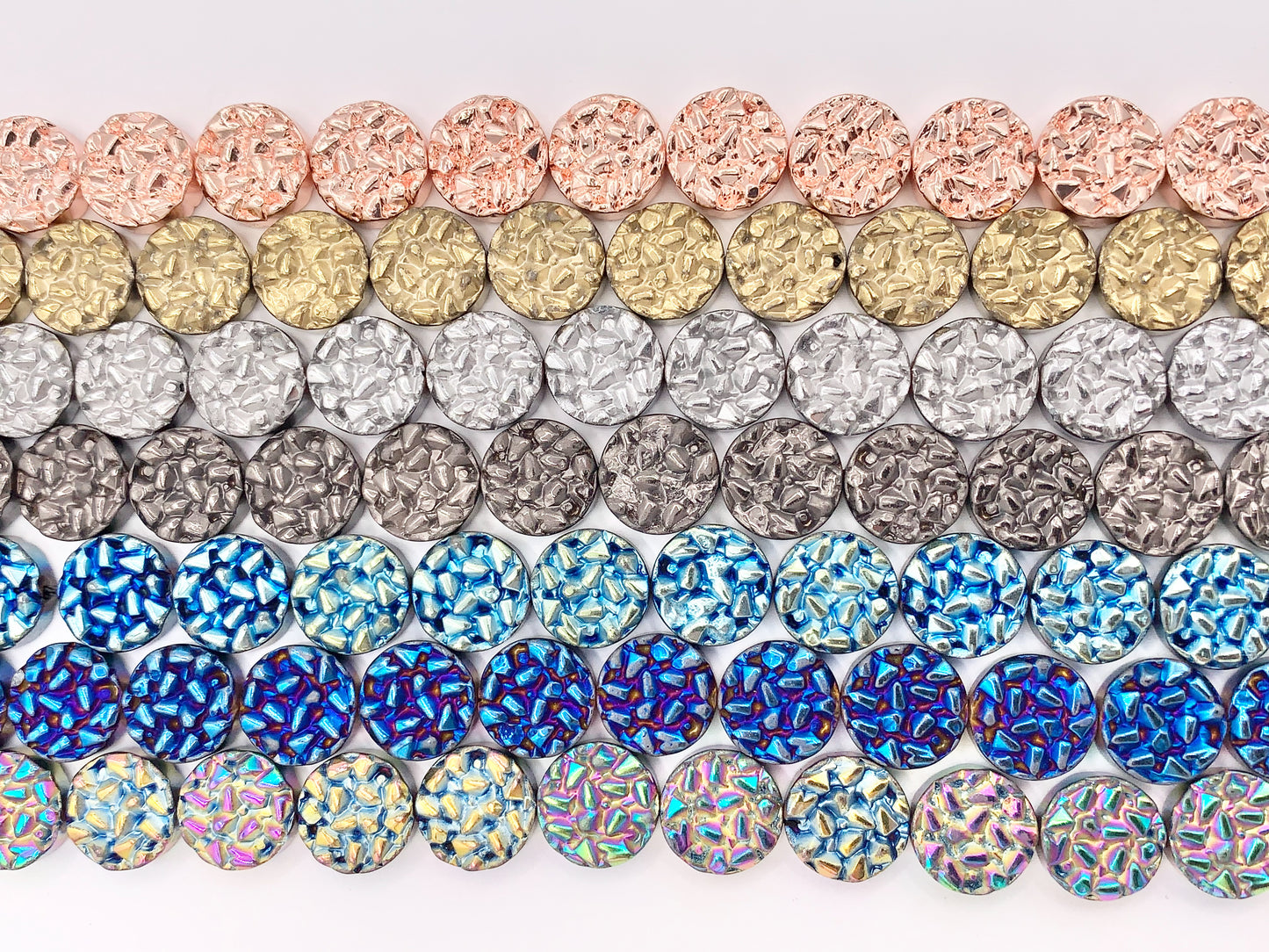 10mm Hematite Hammered Coin Beads Jewelry Making Around 15"-16" Price for 1 Strand