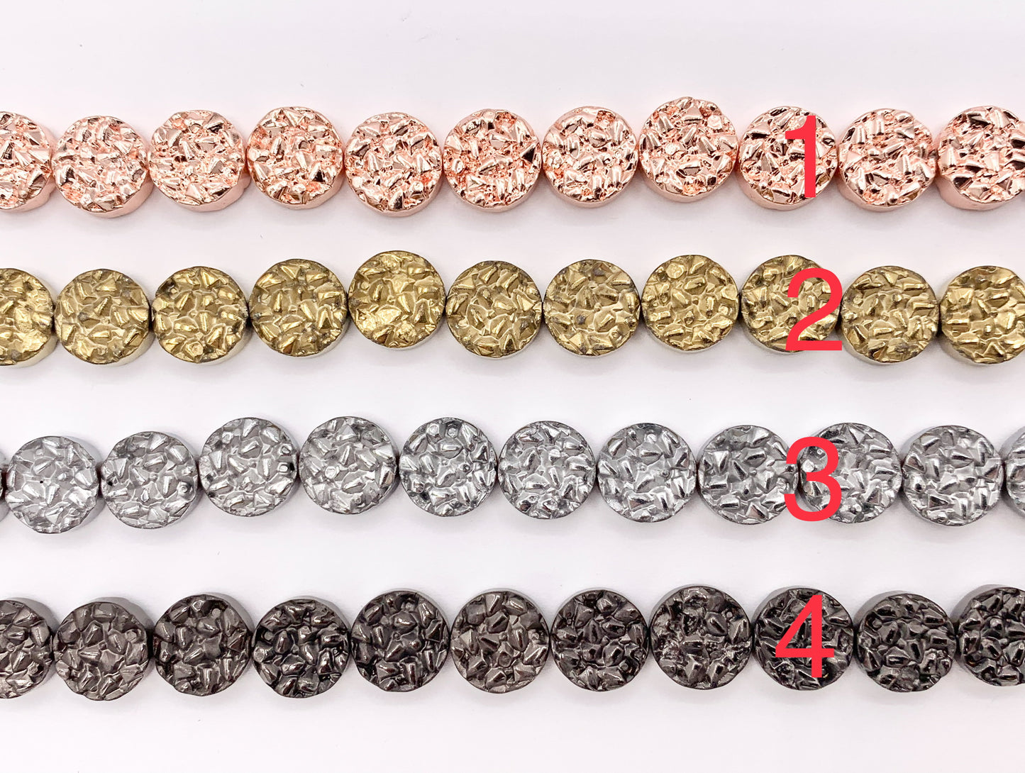 10mm Hematite Hammered Coin Beads Jewelry Making Around 15"-16" Price for 1 Strand