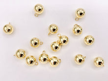 Cargar imagen en el visor de la galería, 10mm Gold Round Ball Charms in Real 18K Gold Plated Over Brass 15 PCS
