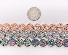 Cargar imagen en el visor de la galería, 10mm Hematite Hammered Coin Beads Jewelry Making Around 15"-16" Price for 1 Strand
