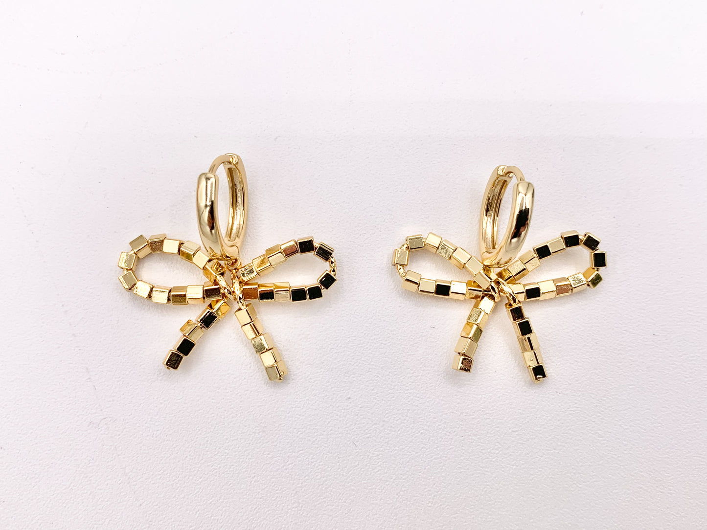 Cute Bowtie Earring Huggies in 18K Gold Plated Over Copper Earrings 4 PAIRS