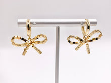 Cargar imagen en el visor de la galería, Cute Bowtie Earring Huggies in 18K Gold Plated Over Copper Earrings 4 PAIRS
