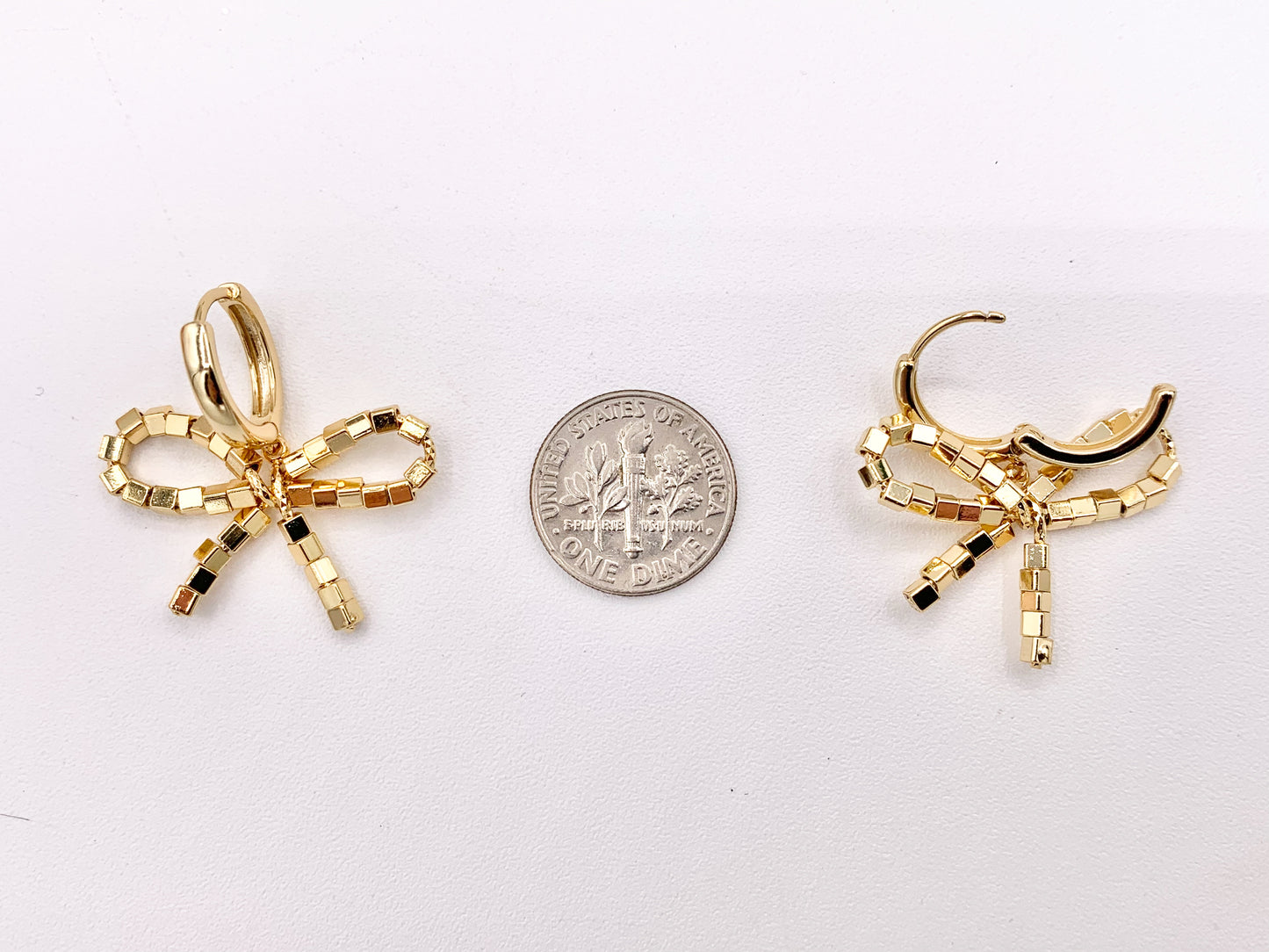 Cute Bowtie Earring Huggies in 18K Gold Plated Over Copper Earrings 4 PAIRS