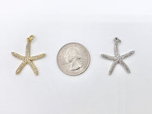 Load image into Gallery viewer, Large CZ Pave Cute Starfish Charms Pendants Plated in 18K Gold/Platinum Copper Base 5PCS
