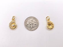 Load image into Gallery viewer, Cute Small CZ Pave Conch Shell Charms Pendants Plated in 18K Gold Copper Base 10 PCS
