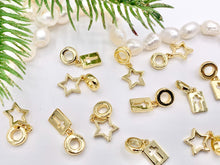 Load image into Gallery viewer, Hollow Star and Cross Charms on Spacer Bead in Real 18K Gold Plated Over Brass 10 PCS
