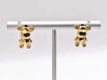 Cargar imagen en el visor de la galería, Cute Teddy Bear Earring Studs in Real 18K Gold Plated CZ Pave Over Copper 4 PAIRS
