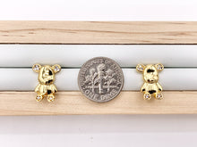 Cargar imagen en el visor de la galería, Cute Teddy Bear Earring Studs in Real 18K Gold Plated CZ Pave Over Copper 4 PAIRS
