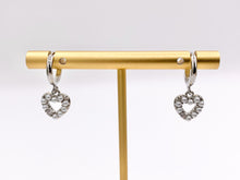 Cargar imagen en el visor de la galería, Cute Dangle Pearl Heart Huggie Earrings with CZ Pave in 18K Gold/Platinum Plated Copper 4 PAIRS
