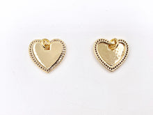 Cargar imagen en el visor de la galería, Dainty Heart Rhinestone Heart Charm Pendants in CZ Pave 18K Gold Plated Copper 10 PCS
