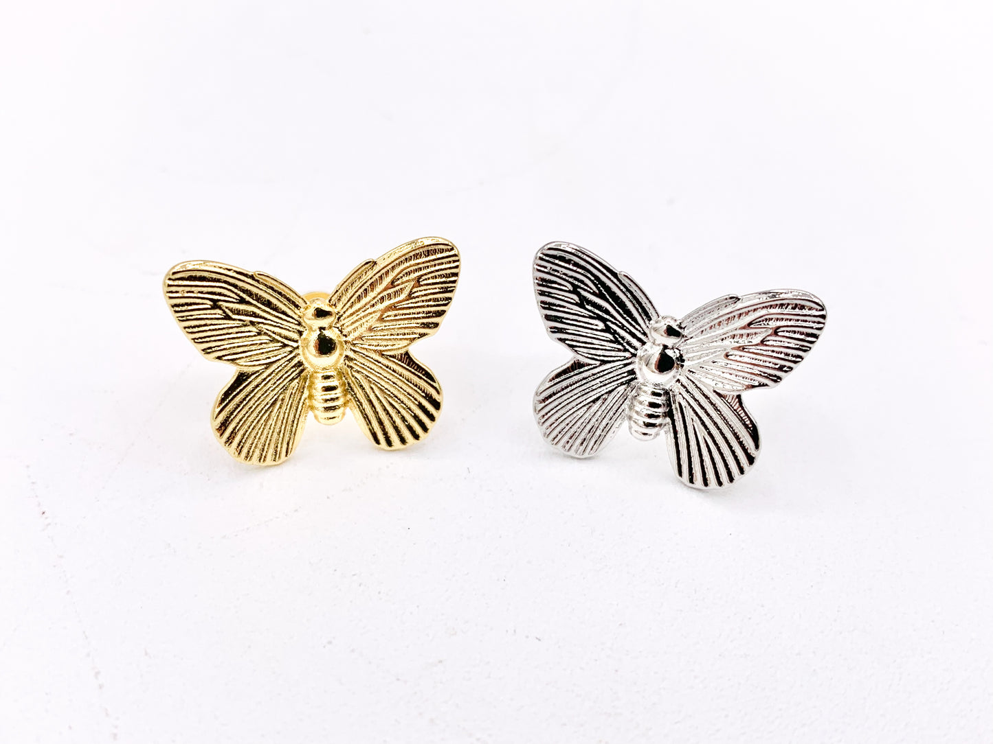 Simple Butterfly Earrings Studs in 18K Gold/Platinum Plated Copper 5 PAIRS