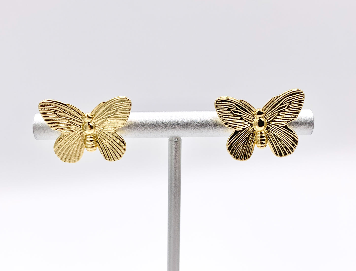 Simple Butterfly Earrings Studs in 18K Gold/Platinum Plated Copper 5 PAIRS