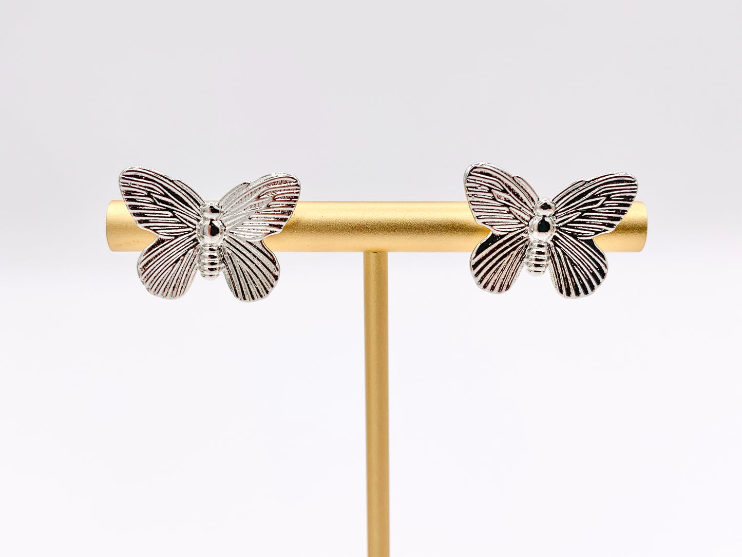 Simple Butterfly Earrings Studs in 18K Gold/Platinum Plated Copper 5 PAIRS