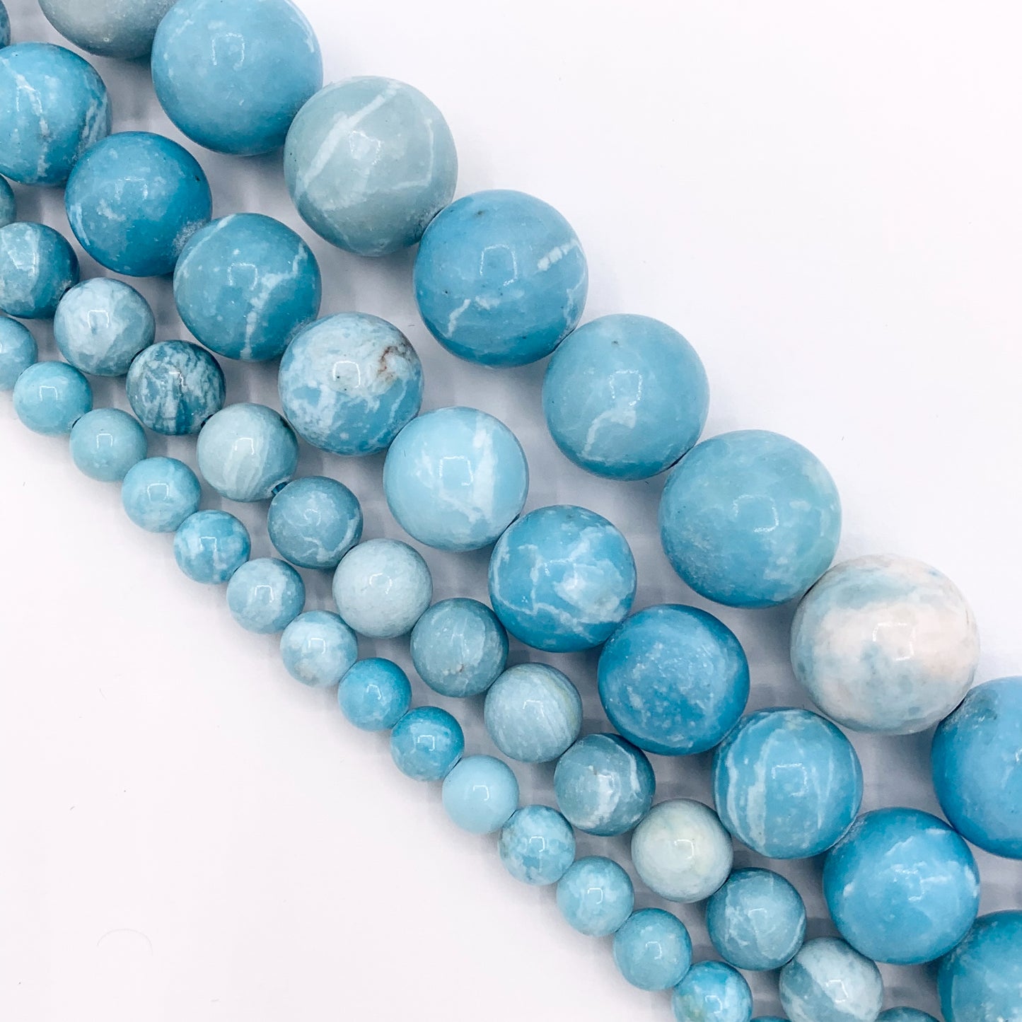 Blue Angelite Jasper Round 6mm 8mm 10mm 12mm 14mm Smooth Shiny Natural Gemstone Beads 15"