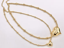 Cargar imagen en el visor de la galería, Delicate Puffy Heart Beaded Necklace Gold Plated Copper Dainty Flexible Minimalist Finished Necklace 16&quot; with Extension Link 1 PC
