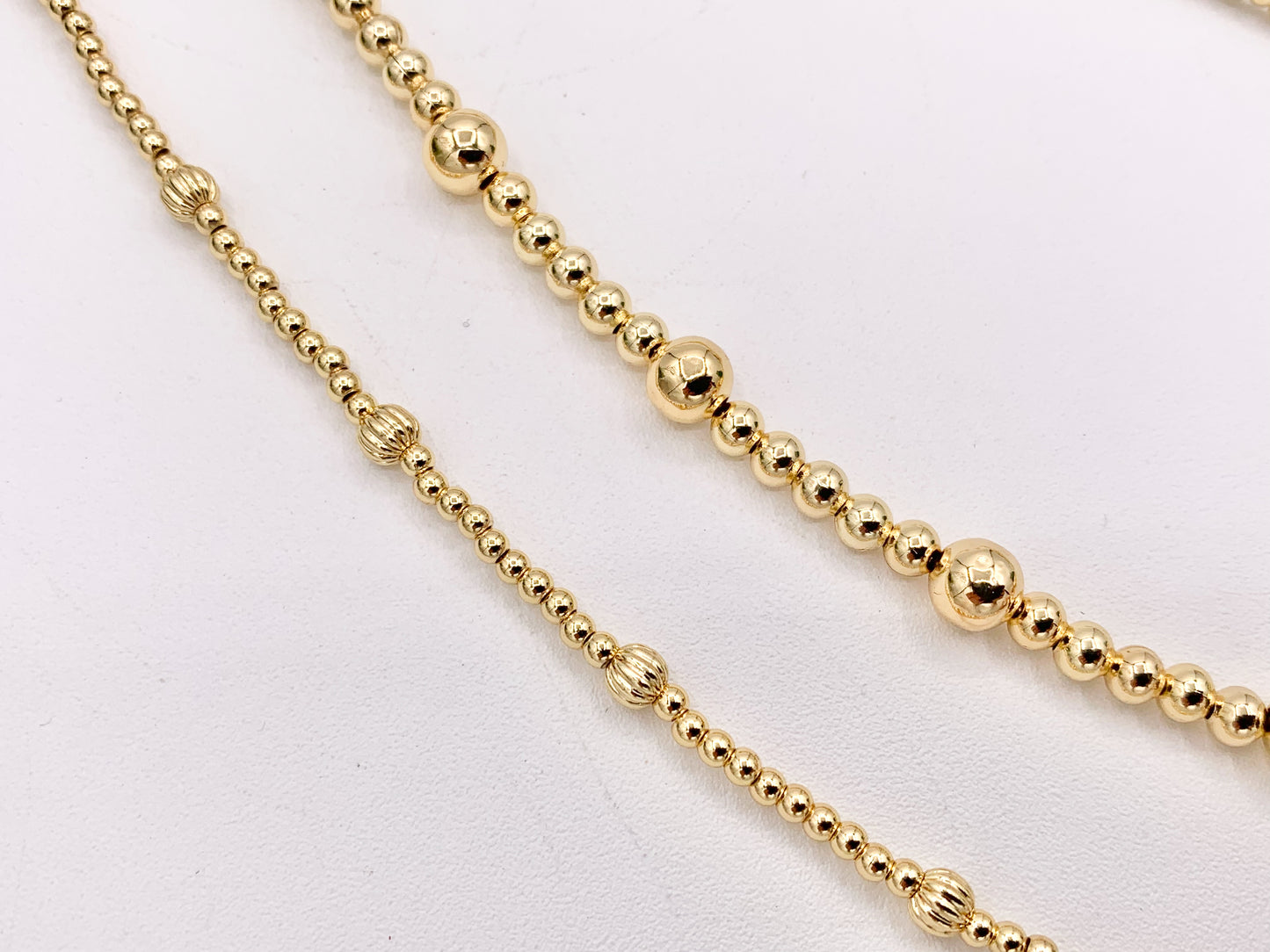 Delicate Puffy Heart Beaded Necklace Gold Plated Copper Dainty Flexible Minimalist Finished Necklace 16" with Extension Link 1 PC