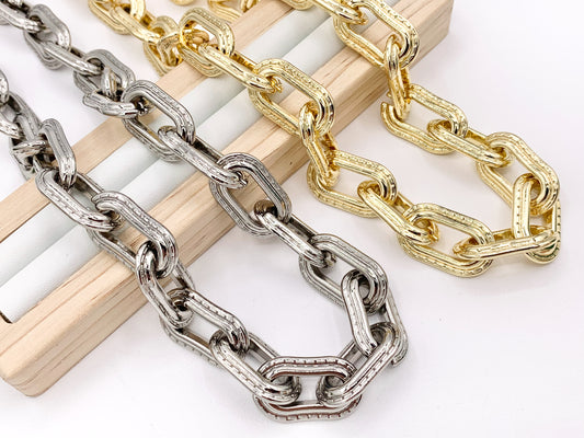 Chunky Paperclip Necklace Gold/Silver Plated Copper Finished Necklace 17.5" with 2" Extension Link 1PC