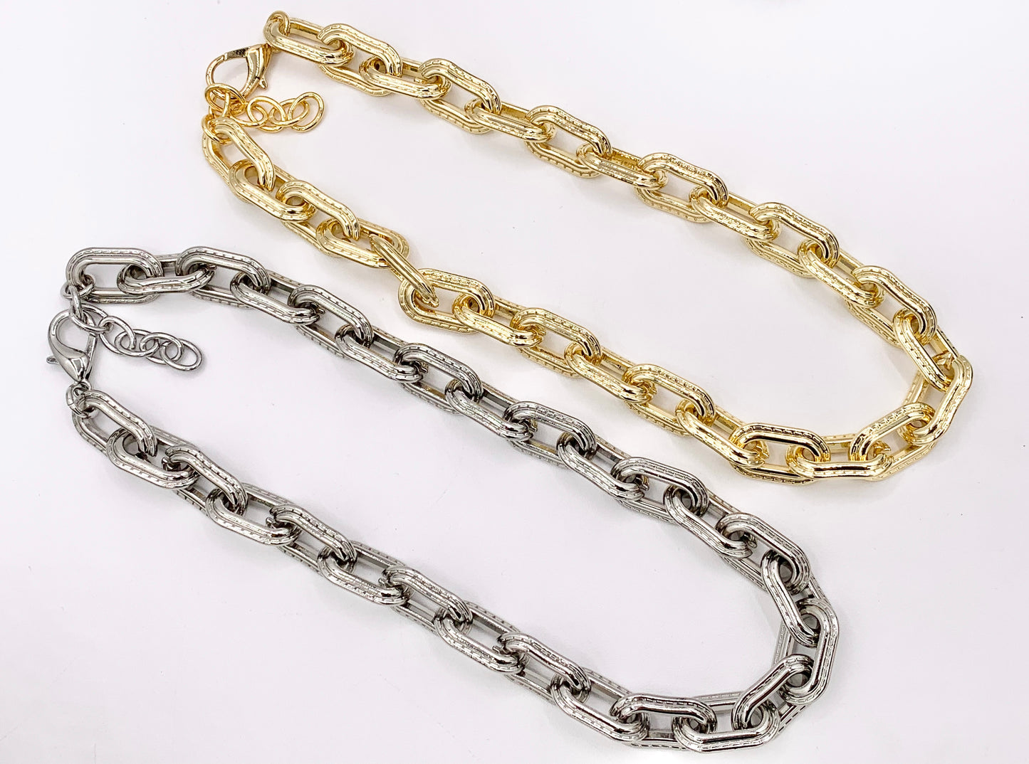 Chunky Paperclip Necklace Gold/Silver Plated Copper Finished Necklace 17.5" with 2" Extension Link 1PC