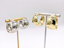 Load image into Gallery viewer, Designed Thick Faceted Looking Hoop Earrings in 18K Gold/Platinum Plated Copper 3 PAIRS
