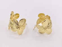 Load image into Gallery viewer, Big Flower Earring Hoops in Real 18K Gold/Platinum Plated Over Copper 1 PAIR
