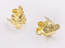 Load image into Gallery viewer, Big Flower Earring Hoops in Real 18K Gold/Platinum Plated Over Copper 1 PAIR
