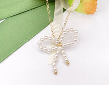 Load image into Gallery viewer, Cute Pearl Beaded Bowtie Pendant in 18K Gold Plated Over Copper 6PCS
