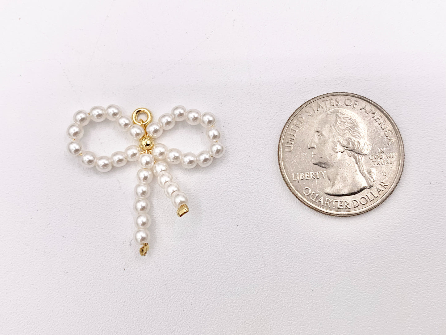 Cute Pearl Beaded Bowtie Pendant in 18K Gold Plated Over Copper 6PCS