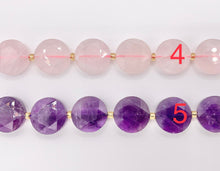 Cargar imagen en el visor de la galería, 15mm Shiny Coin Shape Hand Cut Gemstone Beads 15&quot; Tiger&#39;s Eye/Labradorite/Rose Quartz/Amethyst/Pyrite 1 Strand
