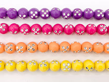 Cargar imagen en el visor de la galería, 11mm Acrylic Round Beads With Silver Shiny Dots 12&quot; Long Strands | Available in 7 Colors
