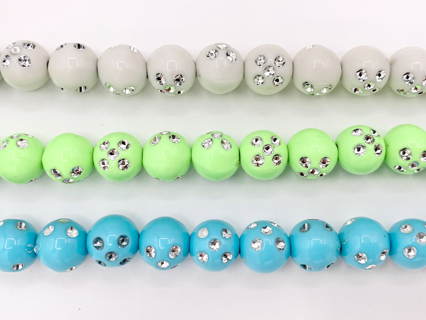 11mm Acrylic Round Beads With Silver Shiny Dots 12" Long Strands | Available in 7 Colors