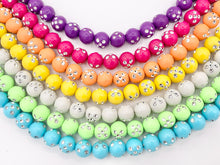 Cargar imagen en el visor de la galería, 11mm Acrylic Round Beads With Silver Shiny Dots 12&quot; Long Strands | Available in 7 Colors
