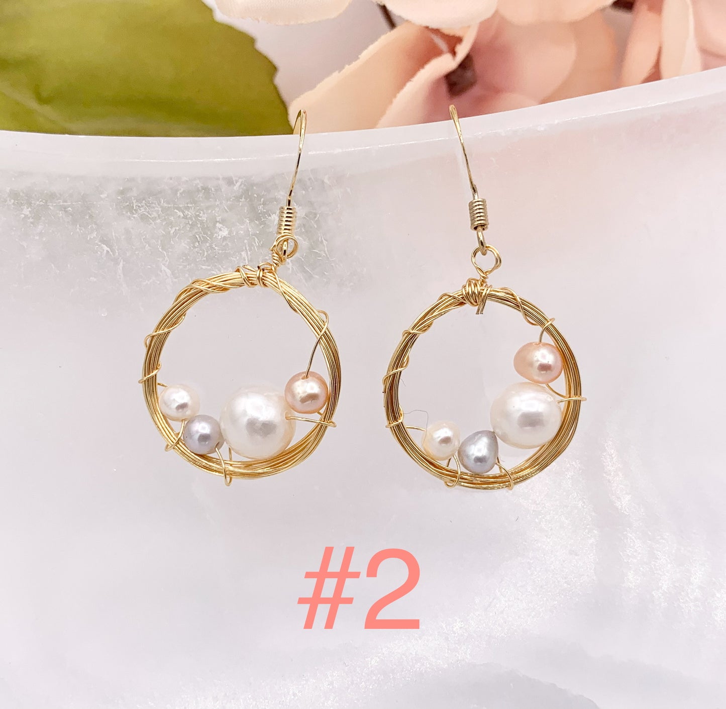 Elegant Wired Freshwater Pearl Drop Earrings in 18K Gold plated Copper 1 Pair